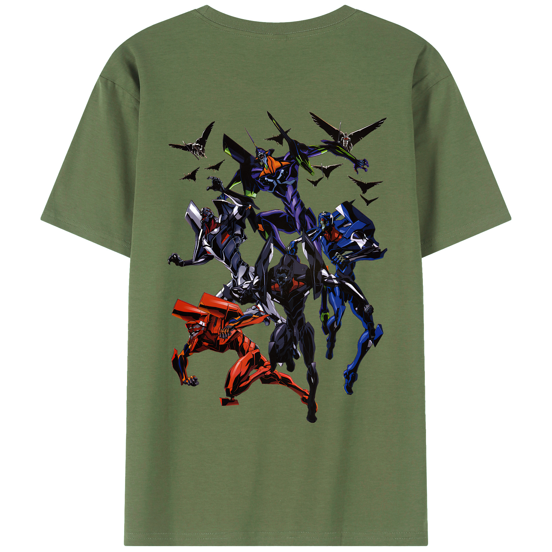 （画像用） EVA 新世紀エヴァンゲリオン 綿100％ メンズ半袖Tシャツ（バックプリント） 通気性